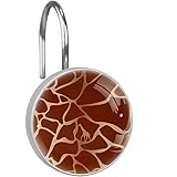 Josid Giraffe Print Shower Curtain Hooks Set of 12, Stainless Steel Rust-Resistant Shower Hook Ring