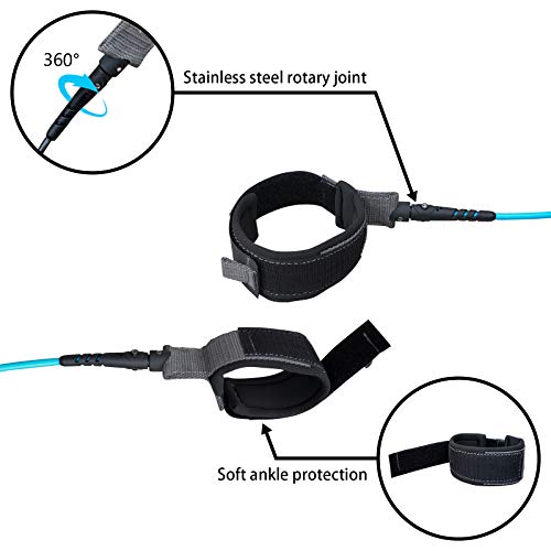 image for Rokia R Surfboard Leash-Straight Leash for Shortboard,Surfboard & Padd