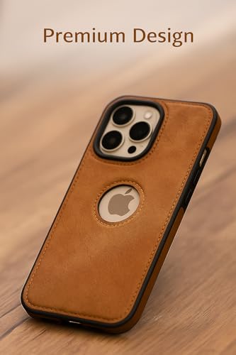 Image of Leather Case for Apple iPhone 16 Pro Max Premium Protective Stylish Slim Cover with Shockproof Raised Edges Brown