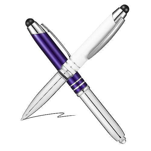 Stylos à bille lumineux tactiles lot de 2 avec stylet capacitif et lampe LED intégrée