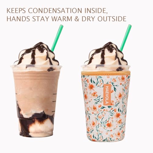 Image of Reusable Insulated Neoprene Iced Coffee Cup Sleeve, Durable Drink Sleeve for Cold Beverages, Beverage Holder for Iced Coffee (Sunny Blooms)