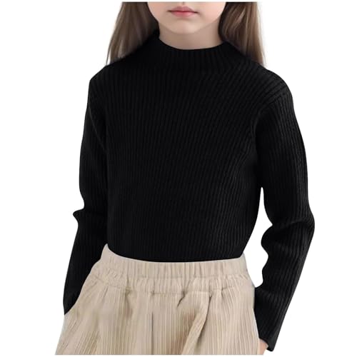 Boys Girls Mock Turtleneck Knit Sweaters Long Sleeve Casual Pullover T-Shirt Fall Winter Tee Tops for 1-13 Years