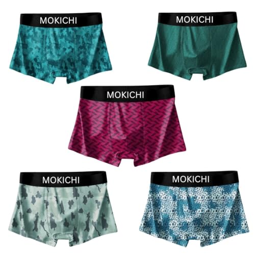 Image of Men's Printed Boxer Briefs Pack of 5 | Soft Stretch Polyester Trunks | Breathable, Moisture-Wicking, Quick Dry Innerwear | Comfortable Elastic Waistband | Multicolor