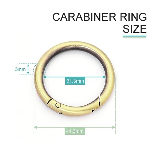 Image of 10 Pack 1-1 /4Inch Trigger Spring O Rings, Metal Round Carabiner Clip Snap Hook, Spring Keyring Buckles for Replacement Purse Strap, Paracord Lanyard Clips, Keychain Rings Hardware DIY Crafts Making
