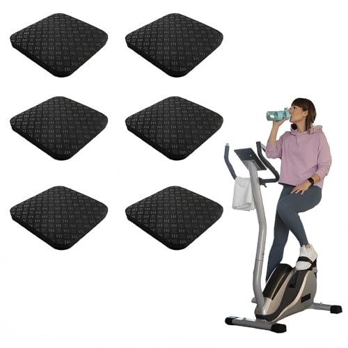 MEOAlBkey Treadmill Mat Floor Protector, 6PCS Anti-Vibration Pads - Heavy-Duty Silicone Exercise Bike Mat for Treadmill Stability Noise Reduction & Floor Protection (10x10x0.5cm)