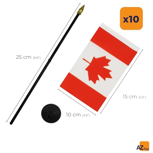 Drapeau canadien de bureau en polyester résistant avec hampe élégante à pointe dorée AZ FLAG