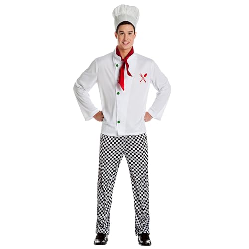 Boland - Disfraz de cocinero de 4 piezas para adulto, disfraz de disfraz, conjunto de disfraces para carnaval y fiestas temáticas