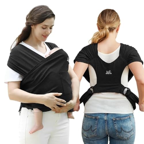 Image of Baby Wraps Carrier, Baby Carrier Newborn to Toddler Newborn Carrier Breathable and Hands Free Baby Sling, Adjustable Infant Carriers Baby Carriers (Black)