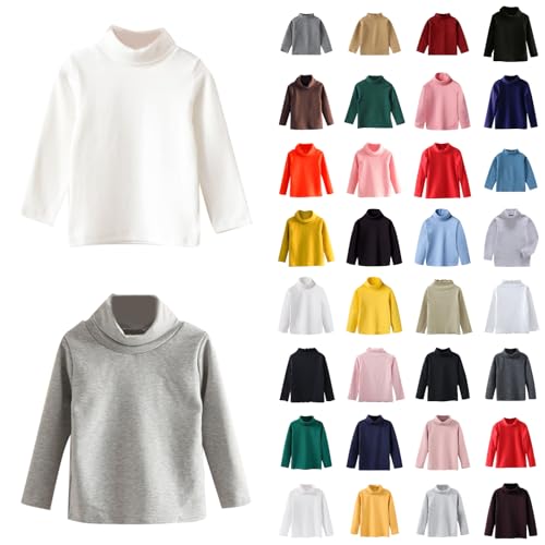 Betadog Toddler Mock Neck Tops Toddler Girl Boys Solid Color Long Sleeve High Neck Base Coat with Warm Top for 3 to 10 (1 Pc Red, 4-5 Years)