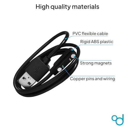 OcioDual USB Magnetic Charging Cable 2-Pin Pitch 7.62 mm Black for Smartwatch - Image 2