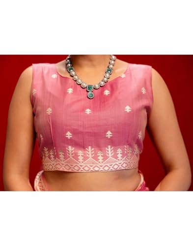 Image of SIRIL Women's Cotton Weaving Tassels Saree With Unstitched Blouse Piece