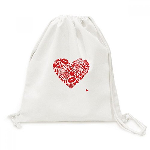 Sac cordon Toile Saint-Valentin Coeur Rouge pour voyage et shopping