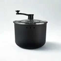 Pipoqueira Antiaderente com Tampa de Vidro Temperado Revestimento com 5 camadas de teflon (PRETO)