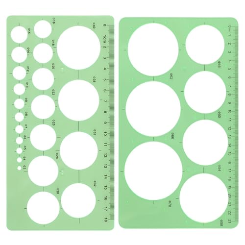 ZXUPOI 2 Pcs Plantilla Circulos Regla de Circulos Plantillas Dibujo Tecnico Regla Circulos Plantillas de Dibujo de Plástico Regla Circulos Dibujo para Oficina y Escuela Encofrado de Edificios
