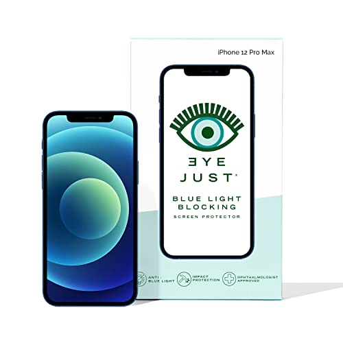 EyeJust Blue Light Blocking Screen Protector, Compatible with iPhone 12 Pro Max, Anti-UV Eye Protection, Relieve Eye Strain, Premium Full Screen Coverage