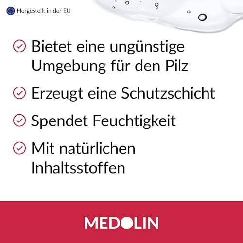 Medolin Fußpilzgel - Fußpilz Creme gegen Juckreiz & unangenehme Gerüche - Mit natürlichen Inhaltsstoffen - Fusspilz Behandlung | Lotion | Zur Massage an Füßen, 30 ml