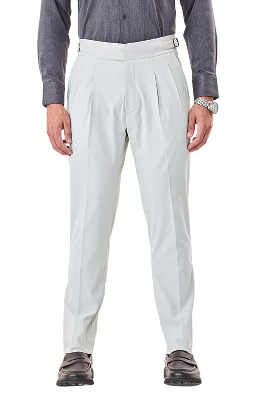 snitch Men Formal Trousers | High Rise Pleated Front Regular Fit | 100% Polyester Smooth Woven Fabric | Lightweight & Wrinkle-Free Design for Office & Business Meetings-picture-15