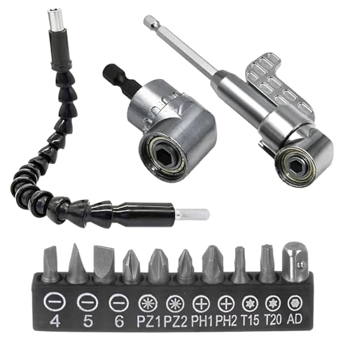 2 Piece Right Angle Drill Attachment, 105 Degree Right Angle Drill Adapter Right Angle Screwdriver, Angle Drills Accessory Suitable for Precision Drilling Woodworking Home Repairs