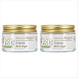 LÉA NATURE SO'BIO ÉTIC Crema de día antiedad Argán - Argán - Argán - Argán orgánico y ácido hialurónico. 99% natural, fabricado en Francia. 2 x 50 ml.