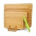 WILLKOMMEN Set di 4 taglieri in bambù per cucina, tagliere di legno durevole con scanalatura per succhi, perfetto per salumi; facile da tagliare carne, verdure, pane immagine