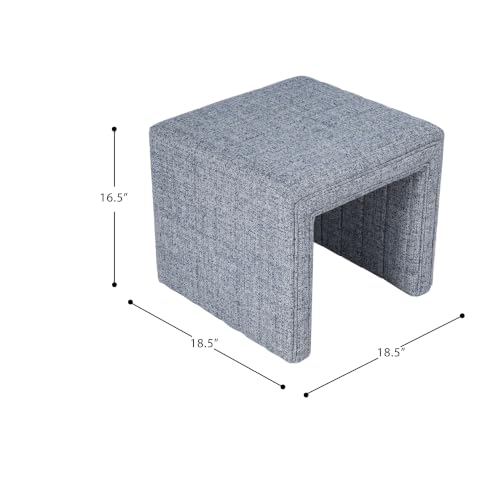 Image of HomePop 19 inch Modern Waterfall Ottoman - Blue Gray Woven Fabric