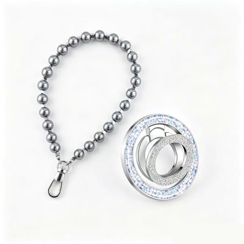 Image of Magnetic Phone Ring for MagSafe Phone Grip - [Super Magnet] Stylish Ring Holder Stand + Handmade Crystal gem Cell Phone Lanyard for iPhone 12-17 Serie Women Decor Accessories, Glitter Silver New