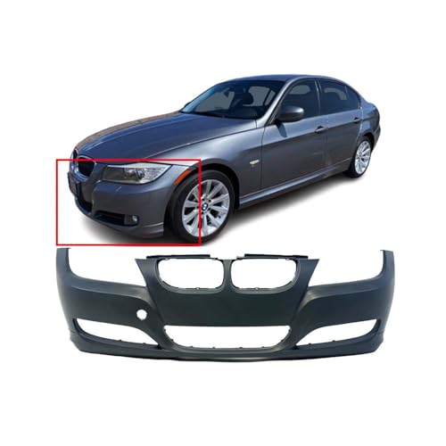 Image of FitParts Compatible with BMW 3-Series 2009-2012 Front Bumper Cover | Primed, With Fog Light Holes, Without Parking Sensor Holes, Sedan /Wagon, Ready to Paint, OEM 51117226709, BM1000212