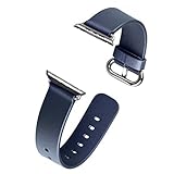 J&D Compatible for Apple Watch Series 1/2/3/4 42mm Modern Series Leather Strap Replacement Wrist Band with Metal Clasp Adapter for 42mm Series 1/2/3/4, Blue