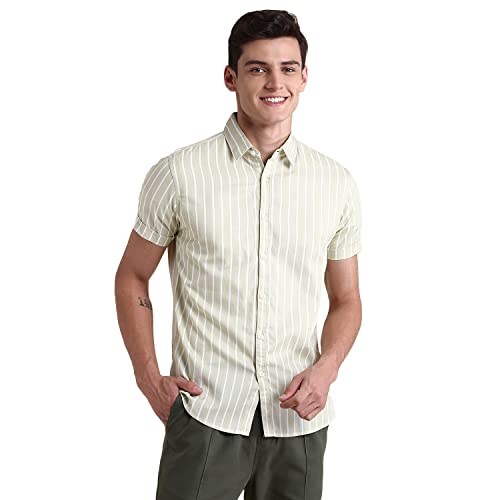 Image of Dennis Lingo Men's Cotton Striped Slim Fit Casual Shirt