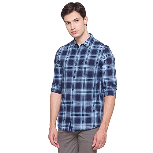Image of Spykar Men's Checked Slim Fit Shirt