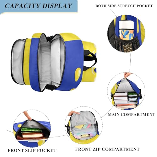backpack for kids 8-12 8-12： large capacity bookbag for 5th grade school boys girls in assorted colors - Asthetic Art Blue Yellow4
