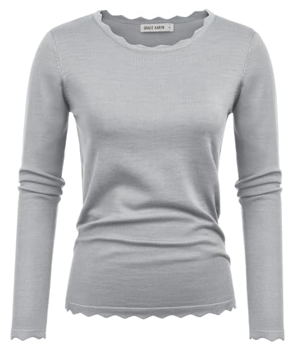 Image of GRACE KARIN Women's High Stretchy Long Sleeve Pullover Sweater Blouse Top