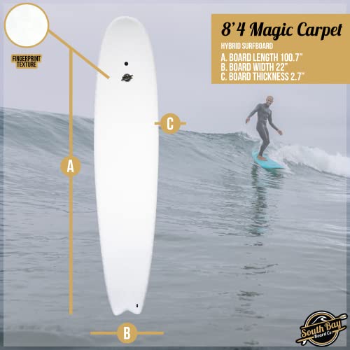 South Bay Board Co. - 4'10 / 5'5 / 6' / 6'8 / 7'7 / 8'4 / 9'6 Hybrid Surfboards - Shortboard & Longboard - Wax-Free Soft-Top Surfboard + Hard Epoxy Bottom Deck - Patented Heat Damage Prevention System