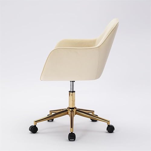 Miniatura 4 de JINS&VICO Silla giratoria de oficina en casa con altura ajustable, silla de computadora tapizada de terciopelo con ruedas universales, cómoda silla