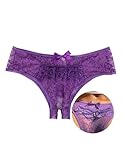 ohyeah Plus Size Lace Panties for Women Sexy Lacy Thongs Purple Cheeky Underwear Low Rise Tanga G-String Thongs 3XL
