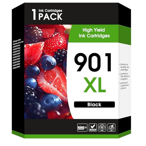 J2INK 901 901XL Black Ink Cartridge Compatible for HP 901 Ink Cartridge Work for OfficeJet J4550 J4680 J4580 J4540 J4500 J4680c G510a G510b G510g G510h G510n J4524 J4525 Printer
