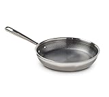 T-fal HybridMesh Tri-Ply Stainless Steel Fry Pan 10.25 Inch, Induction Oven Safe 500F, Metal Utensil Safe, Ideal For Searing, Cookware, Dishwasher Safe Pots and Pans, Needs Pre-Heating, Silver/Black
