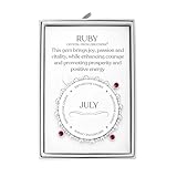 Philip Jones July (Ruby) Birthstone Stretch Charm Bracelet with Quote Gift Box