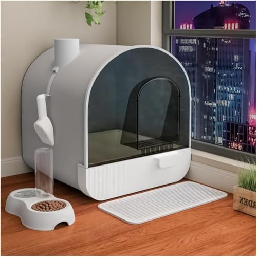 【Wixero】 完全密閉式 大型 猫用トイレ システムトイレ 本体付き 引き出し付き スコップ付き 組立簡単 砂飛び散り防止 持ち運び便利 臭い抑制 全年齢猫用 消臭機能付きP20