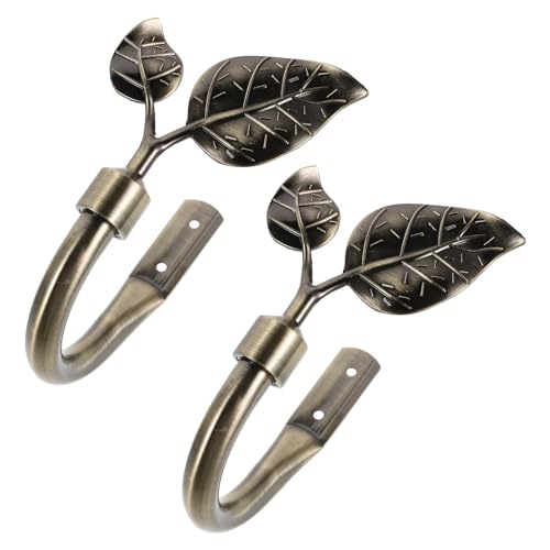 PRETYZOOM 2 Piezas Gancho de Pared para Cortinas Diseño en Forma de Hoja, Soporte Metálico de 17x15cm, Fácil de Montar y Adecuado para Salas y Ventanas de Piso a Techo
