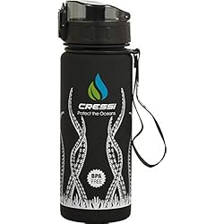 Cressi Water Bottle H20 Frosted Botella para Uso Deportivo, Adultos Unisex, Negro Octopus, 600 ml