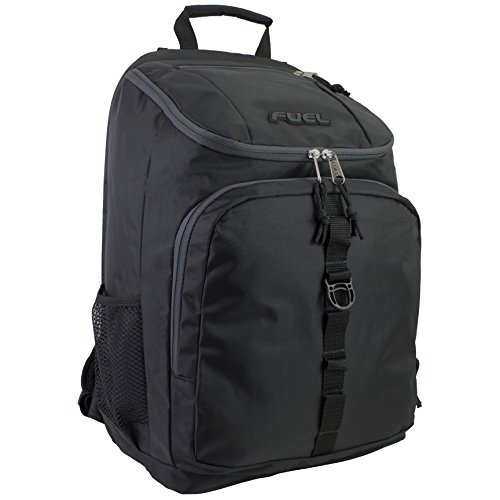 Fuel Top Load Sport Backpack with Side Tech Compartment and Ergonomic Padded Mesh Breathable Back (One_Size, Black)