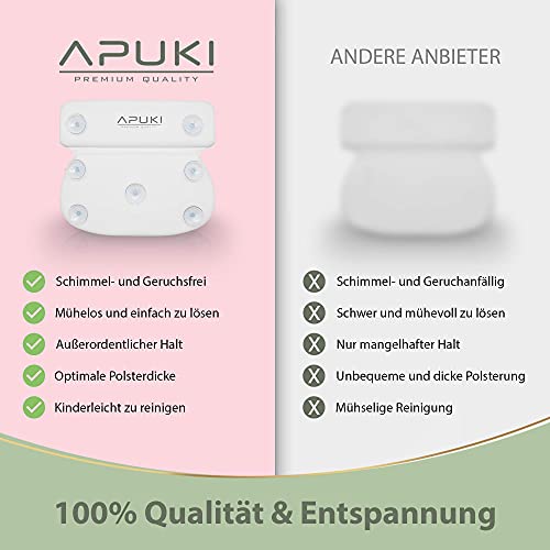 APUKI® Badewannenkissen für Badewanne | Badekissen mit pflegeleichtem Obermaterial | Nackenkissen Badewanne | Antibakterielles Kissen f. Nacken & Rücken | Badekissen für Badewanne | Wannenkissen - Image 7