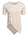 HOTOUCH Mens Hip Hop Irregular Hem Short Sleeve Tee (Light Khaki M)