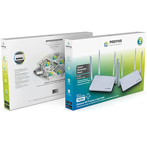 Kit Smart Roteador Mesh Wi-Fi Giga Positivo Casa Inteligente, Cobertura de Até 400 m², Beamforming,