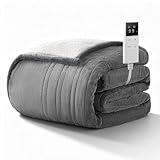 Kuschelige Heizdecke mit Abschaltautomatik & 9-Fach Wärmezonen, 1-9h Timer mit Memory-Funktion, Schnellwärme & Gleichmäßige Wärme, Doppelseitig Flanell & Schaffell wärmedecke elektrisch, 180x130 cm