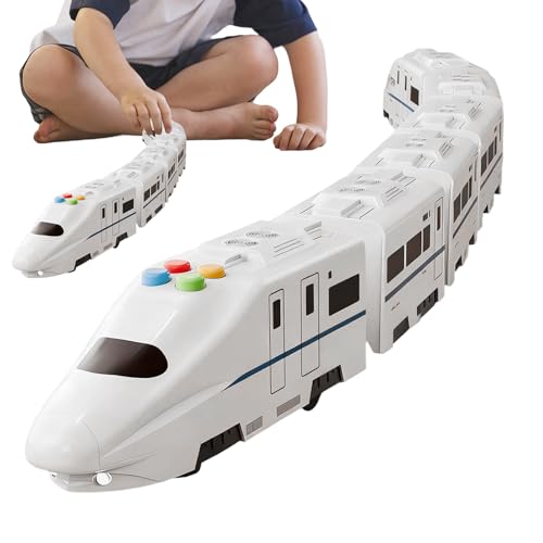 Kanoauo Tren Eléctrico | Modelo De Ferrocarril De Montaje Libre | Tren Eléctrico de Alta Velocidad con Luces y Música,para Niños Fiestas Cumpleaños Niñas y Niños