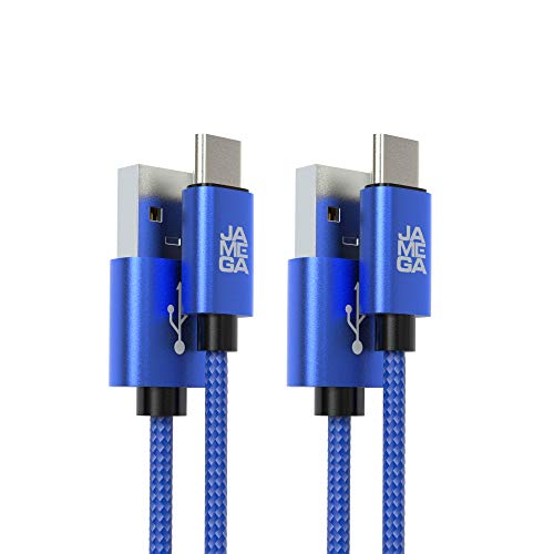 JAMEGA – USB Typ C Kabel Blau [2 Stück 3m] | 3A Nylon geflochten USB C Ladekabel und Datenkabel Fast Charge Snyc schnellladekabel kompatibel mit Samsung Galaxy S10/S9, Huawei P30/P20