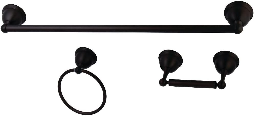 Kingston Brass BAK396148ORB Restoration 3-Piece Towel-Bar Bathroom Hardware Set, 24 inch Length, Oil Rubbed Bronze