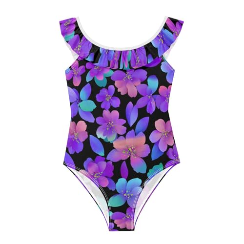 Maillot de bain respirant doux violet bleu motif floral été